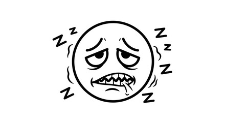 Illustration of a Sleepy Emoticon with Drool and Z's Depicting Exhaustion and Rest