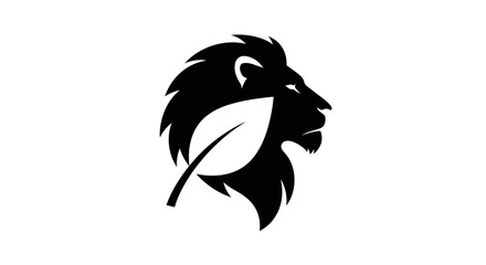 Elegant lion and leaf combination logo design showcasing strength and nature concept