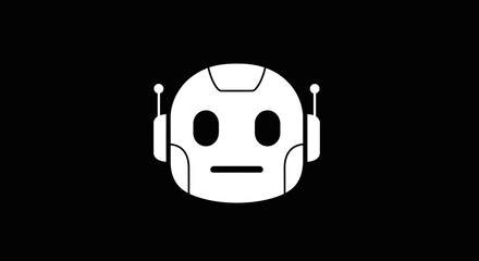 Futuristic robot head with minimalist design on black background ideal for technology concepts