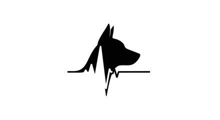 Modern veterinary symbol featuring dog silhouette with heartbeat vector concept