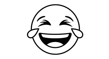 Black and white emoji illustration with laughter and tears showing a joyful moment