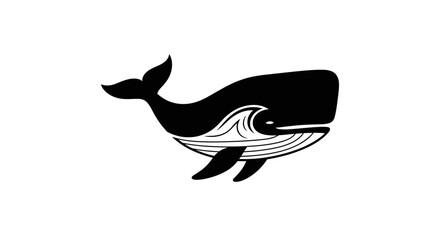 Majestic Humpback Whale Silhouette with Ocean Wave Detailing for Conservation Awareness