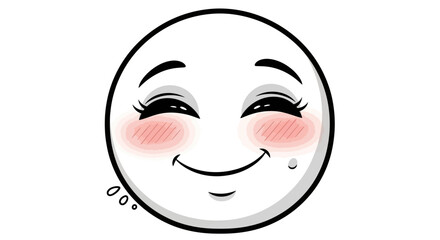Charming cartoon emoticon featuring a gentle smile and rosy cheeks expression