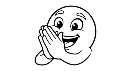 Enthusiastic cartoon character with hands clasped expressing joy or excitement a cheerful digital