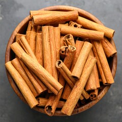 Cinnamon sticks in bowl