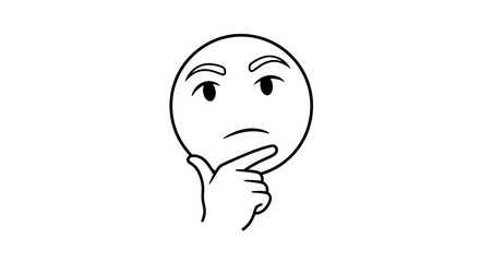 Pensive emoji with hand on chin illustration depicting thought process and pondering