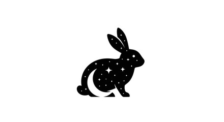 Enchanting celestial bunny design featuring stars and a moon silhouette for magical concepts