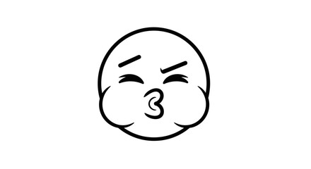 Cartoon illustration of an angry emoji with puffed cheeks and pursed lips design artwork