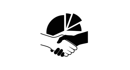 Strategic partnership agreement and financial growth represented by chart pie