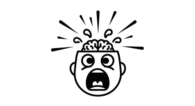 Brain Exploding: Concept of Stress, Overwork, and Mental Breakdown Illustration