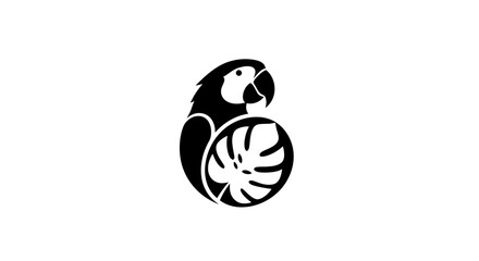 Minimalist Silhouette Design Featuring a Parrot and Tropical Leaf for Brand Identity creation © Anisah