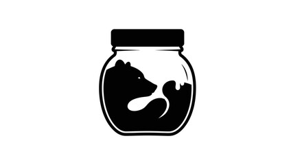 Creative black and white logo design featuring a bear inside a honey jar symbol