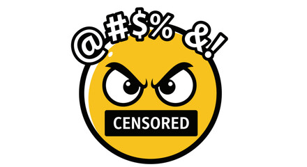 Angry censored emoji with cursing symbols, expressing frustration and offense through symbolism
