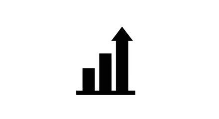 Simple Icon Showing Rising Bar Graph with Arrow Representing Growth and Progress