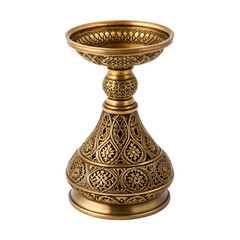 Ornate Gold Incense Holder with Elaborate Filigree Stem and Wide Bowl censer decorative