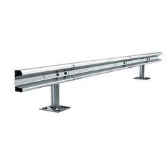 Detailed view of a metallic road safety barrier for traffic regulation systems