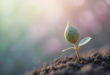 Soft Pastel Sprout  Muted Colors, Dreamy, Blurry Background