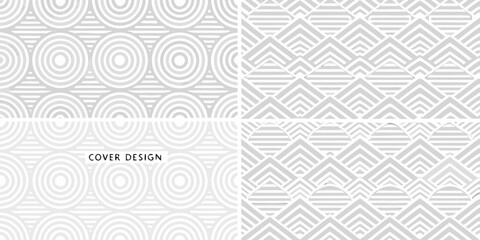 Abstract geometric patterns in white and light gray for modern design backgrounds