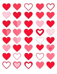 Collection of Various Red and Pink Heart Shapes
