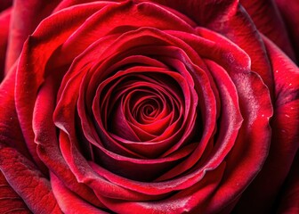 Detailed close-up macro photography of a vibrant red rose flower with intricate details and textures