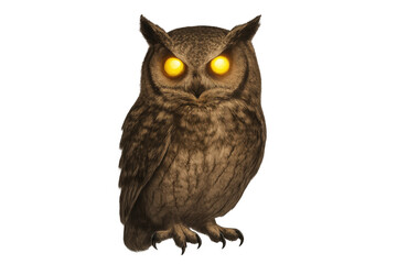 Obraz premium Owl with glowing eyes showing wisdom and mystery