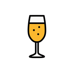 Champagne glass icon illustration for celebration and festive occasions