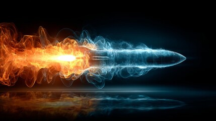 Modern defense technologies unveiled in supersonic missile trial. Data links. Incredible missile technology surges through the skyâ€™s limitless potential. Wireless data. Communication lines.