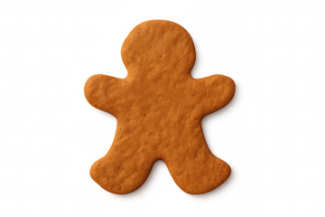 Gingerbread man cookie isolated on transparent background, classic christmas holiday treat, sweet baked dessert