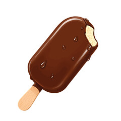 Brown sweet frozen chocolate ice cream bar isolated on a white background