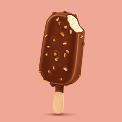 Isolated delicious brown chocolate ice cream dessert on a white background
