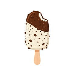 Cookies & cream ice cream bar with chocolate chunks embedded,