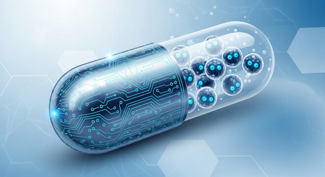 Innovative drug delivery system with microchip technology and nanobots for targeted therapy and personalized medicine, offering advanced healthcare solutions