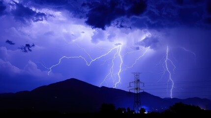 Thunderstorm Wonders: Lightning Bolts, Stormy Skies, and Bright Flashes Over Night Landscapes