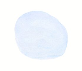 Abstract light blue watercolor circle with soft textured edges on white background.