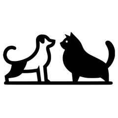 Cat vs dog logo silhouette