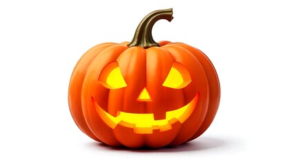 Fototapeta premium Halloween Jack-o'-Lantern Pumpkin with Scary Face isolated on white transparent background, created with generative ai