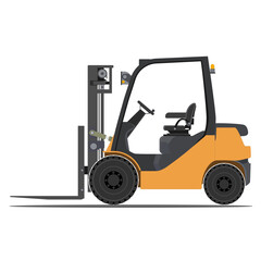 Forklift side view with white background