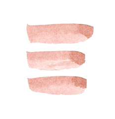 Three strokes of peach paint on white background for artistic and creative design projects.