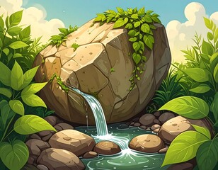 Creek stone waterfall