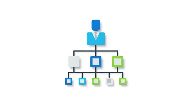 Organization chart isolated on white background hierarchy structure of company or business with employee and department in the workplace