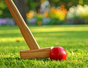 Croquet time in a green garden
