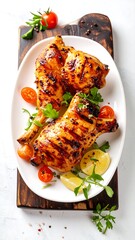 Roasted chicken legs on a plate