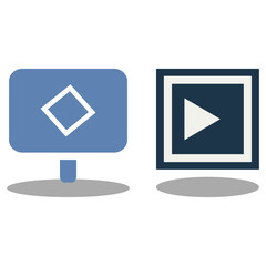 Modern abstract icons with play button and diamond shape for apps, web, and branding design