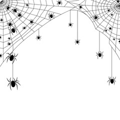 Vector collection of various spooky, creepy, and scary spider web silhouettes. Essential haunted cobweb elements for Halloween design and decoration, isolated on white.