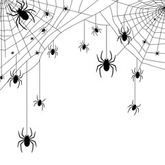 Vector collection of various spooky, creepy, and scary spider web silhouettes. Essential haunted cobweb elements for Halloween design and decoration, isolated on white.