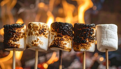 Roasted marshmallows over a campfire