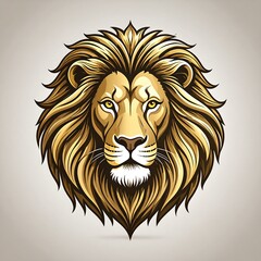 Obraz premium Majestic golden lion head illustration