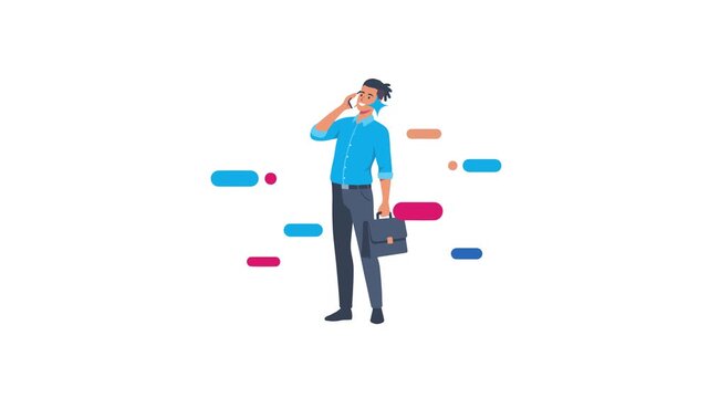 Vector illustration of worker with dreadlocks holding a glowing light bulb