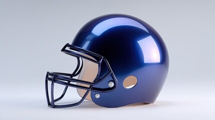 Naklejka premium Glossy Blue Football Helmet Isolated on Light Background for Sports and Athletic Themes, Equipment, and Design Use