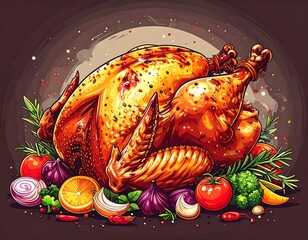 Roasted turkey with vegetables